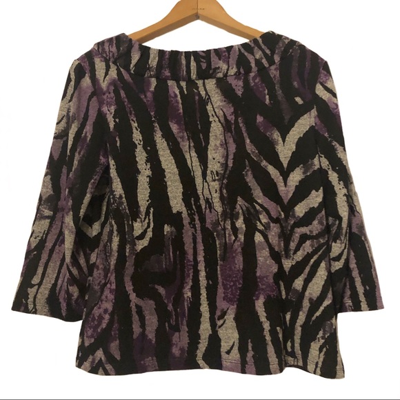 Laura Ashley Petite Animal Print Boat Neck Top - Picture 7 of 8